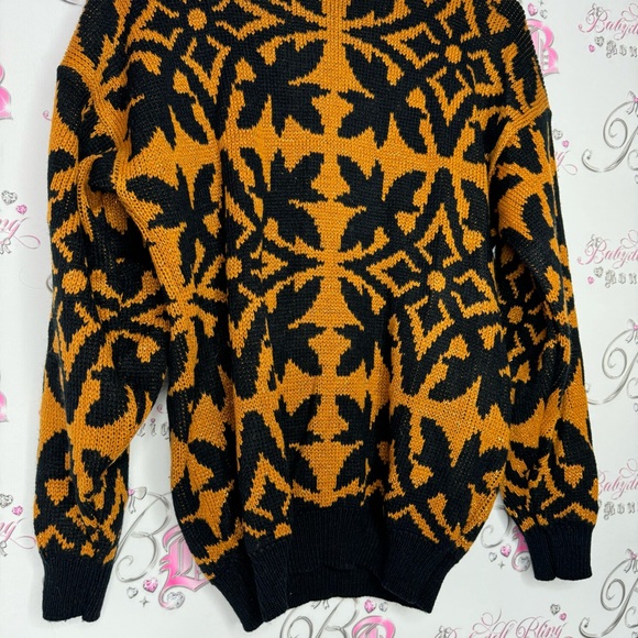 Enchante knit sweater sparkly glitter orange black knitted warm cozy grandmacore - Picture 3 of 8